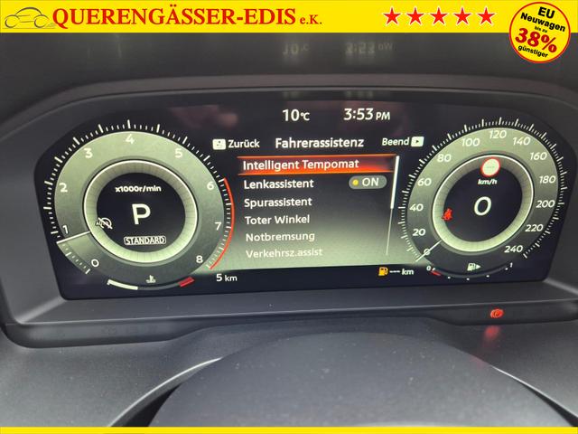 Nissan Qashqai 1.3 DIG-T MHEV 158 PS X-Tronic Tekna Voll-Leder Klimaautomatik PanoGlasdach Sitzheizung Lenkradheizung Navi Head-Up Display elektr. Heckklappe ACC PDC v+h 360&deg;Kamera DAB Bluetooth Touchscreen Apple CarPlay Android Auto 19"LM 