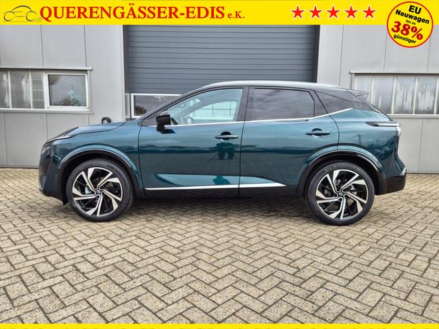 Nissan Qashqai 1.3 DIG-T MHEV 158 PS X-Tronic Tekna Premium Paket 20"LM Teil-Leder PanoGlasdach Klimaautomatik Sitzheizung Lenkradheizung Navi Head-Up Display elektr. Heckklappe ACC PDC v+h 360&deg;Kamera DAB Bluetooth Touchscreen Apple CarPlay Android Auto 