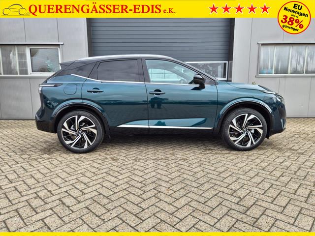 Nissan Qashqai 1.3 DIG-T MHEV 158 PS X-Tronic Tekna Premium Paket 20"LM Teil-Leder PanoGlasdach Klimaautomatik Sitzheizung Lenkradheizung Navi Head-Up Display elektr. Heckklappe ACC PDC v+h 360&deg;Kamera DAB Bluetooth Touchscreen Apple CarPlay Android Auto 
