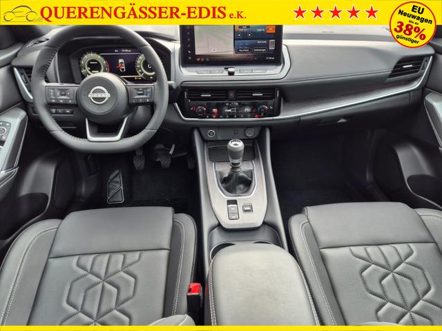 Nissan Qashqai 1.3 DIG-T MHEV 140PS Tekna Voll-Leder Klimaautomatik PanoGlasdach Sitzheizung Lenkradheizung Navi Head-Up Display elektr. Heckklappe ACC PDC v+h 360&deg;Kamera DAB Bluetooth Touchscreen Apple CarPlay Android Auto 19"LM 