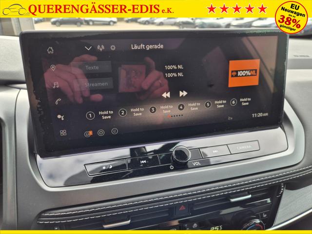 Nissan Qashqai 1.3 DIG-T MHEV 140PS Tekna Voll-Leder Klimaautomatik PanoGlasdach Sitzheizung Lenkradheizung Navi Head-Up Display elektr. Heckklappe ACC PDC v+h 360&deg;Kamera DAB Bluetooth Touchscreen Apple CarPlay Android Auto 19"LM 