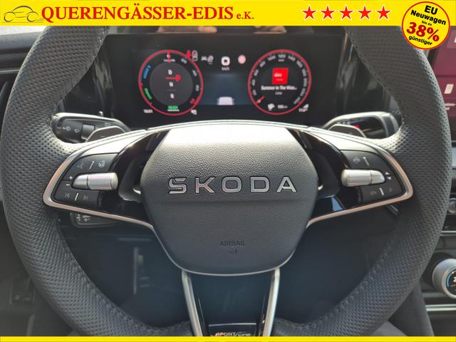 Skoda Kodiaq Sportline 1.5 TSI 204PS PHEV DSG schwenkb. AHK elektr. PanoDach HUD Alcantara PDC v+h 360&deg;Kamera CANTON Sound Klimaautomatik Sitzheizung Lenkradheizung Navi Apple CarPlay Android Auto 2xKeyless 19"LM vollelektr. Reichweite 116KM 