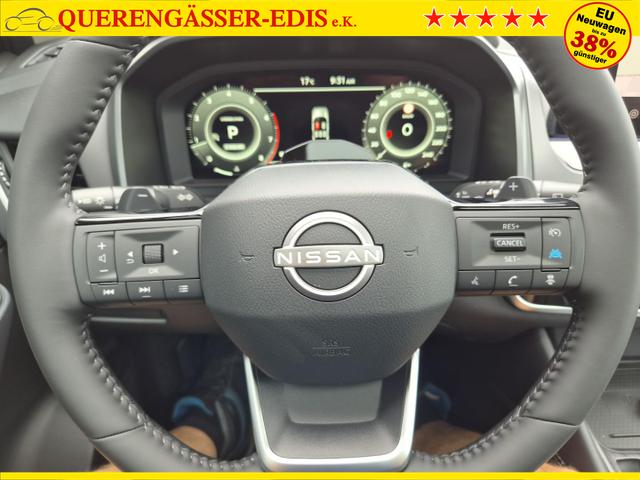 Nissan Qashqai 1.3 DIG-T MHEV 158 PS X-Tronic Tekna Voll-Leder Klimaautomatik PanoGlasdach Sitzheizung Lenkradheizung Navi Head-Up Display elektr. Heckklappe ACC PDC v+h 360&deg;Kamera DAB Bluetooth Touchscreen Apple CarPlay Android Auto 19"LM 