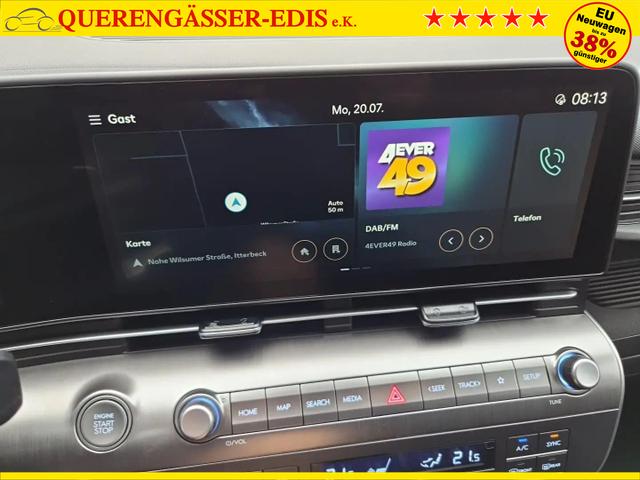 Hyundai KONA Trend 1.6 T-GDI 150PS Automatik Voll-LED-Scheinw. Sitzheizung Lenkradheizung ACC Klimaautomatik Navi Touchscreen DAB+ Apple CarPlay + Android Auto PDC v+h R&uuml;ckf.Kamera 2xKeyless 17-LM 