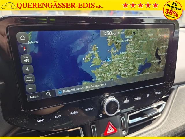 Hyundai i30 Kombi 1.6 T-GDI 150PS Automatik N-Line Sitzheizung Lenkradheizung Klimaautomatik Navi 10,3"-Touchscreen Bluelink Apple CarPlay + Android Auto PDC v+h R&uuml;ckf.Kamera 18-LM 