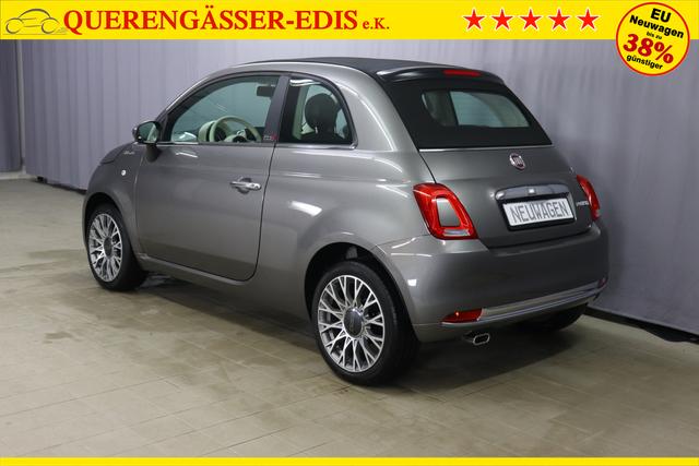 Fiat 500C Dolcevita 1.0 GSE Hybrid 51kW695 Pompei Grau 592 - Stoff "Star" mit Einsätzen aus Vinyl Schwarz/Weiß, Ambiente Elfenbein, Verdeck Schwarz