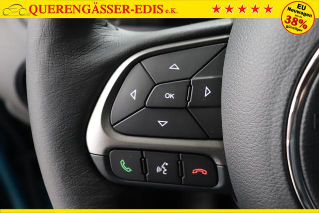 Jeep Renegade 1.6 Multijet 16v Limited 1598 96kW 130MT FWD470 Bikini Metallic 020 Stoff schwarz "61Q Bikini Metallic Uconnect VP2 Multimedia mit 8.4"" Display mit MultitouchFunktion (Bluetooth®, 2x USB, Apple CarPlay/ Android Auto uvm.) inkl. GPS Navigationssystem 8F6 Reifen-Reparatur-Set (Kit Fix&Go) 2T2 Funktions-Paket CommandView® Panorama-Glasschiebedach Winter-Paket 070 Stark abgedunkelte Heckscheibe und Seitenscheiben hinten hat Rückfahrkamera, Sitzheizung,"