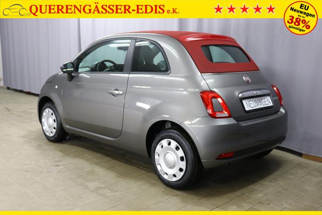 500 Cabrio MY23 1.0 GSE Hybrid 51 kW (70 PS)695 - Pompei Grau 242 - Stoff “Fiat Monogramm" Schwarz, Ambiente Schwarz, Verdeck Rot Verdeck Rot "5DP Pompei Grau 5M0 Tech-Paket 5N0 Komfort-Paket"