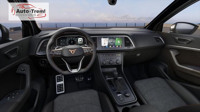 Cupra Ateca 2.0 TSI DSG 190 PS 4Drive Pano AHK el.Sitz Top View Virtual Pedal el.H. 19" Black Matt SHZ LHZ 5JG Assistenz XL Dachhimmel schwarz Induktionsladeschale Navi Kamera Parkassist 4x4 