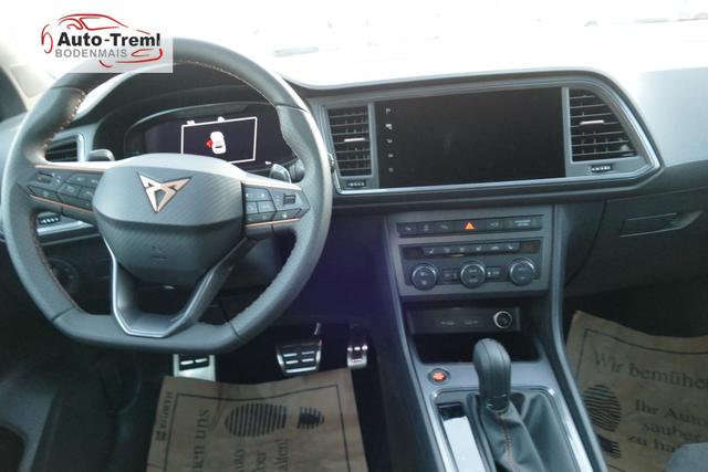 Cupra Ateca 2.0 TSI DSG 190 PS 4Drive Pano AHK el.Sitz Top View Virtual Pedal el.H. 19" Black Matt SHZ LHZ 5JG Assistenz XL Dachhimmel schwarz Induktionsladeschale Navi Kamera Parkassist 4x4 Reserverad 230 V Steckdose 