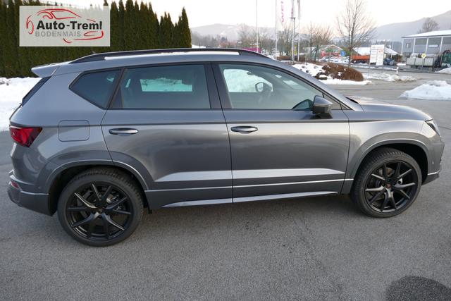 Cupra Ateca 2.0 TSI DSG 190 PS 4Drive Pano AHK el.Sitz Top View Virtual Pedal el.H. 19" Black Matt SHZ LHZ 5JG Assistenz XL Dachhimmel schwarz Induktionsladeschale Navi Kamera Parkassist 4x4 Reserverad 230 V Steckdose 