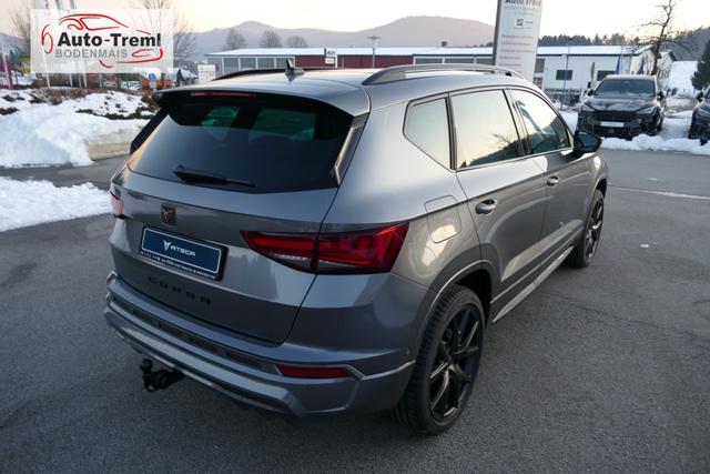 Cupra Ateca 2.0 TSI DSG 190 PS 4Drive Pano AHK el.Sitz Top View Virtual Pedal el.H. 19" Black Matt SHZ LHZ 5JG Assistenz XL Dachhimmel schwarz Induktionsladeschale Navi Kamera Parkassist 4x4 Reserverad 230 V Steckdose 