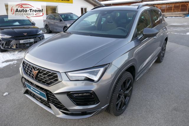Cupra Ateca 2.0 TSI DSG 190 PS 4Drive Pano AHK el.Sitz Top View Virtual Pedal el.H. 19" Black Matt SHZ LHZ 5JG Assistenz XL Dachhimmel schwarz Induktionsladeschale Navi Kamera Parkassist 4x4 Reserverad 230 V Steckdose 