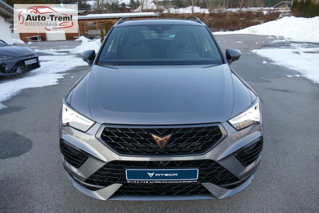 Cupra Ateca 2.0 TSI DSG 190 PS 4Drive Pano AHK el.Sitz Top View Virtual Pedal el.H. 19" Black Matt SHZ LHZ 5JG Assistenz XL Dachhimmel schwarz Induktionsladeschale Navi Kamera Parkassist 4x4 Reserverad 230 V Steckdose 