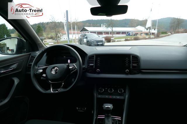 Skoda Karoq Sportline 1.5 TSI DSG 150 PS AHK DCC Virtualles Pedal el.H. Matrix-LED Navi Dopp. Ladeboden Notrad Virtual Cockpit SHZ beh.Lenkrad ACC Facelift 