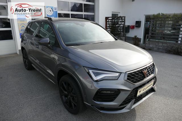 Cupra Ateca 2.0 TSI DSG 190 PS 4Drive AHK el.Sitz Top View Virtual Pedal el.H. 19" Black Matt SHZ LHZ 5JG Assistenz XL Dachhimmel schwarz Induktionsladeschale Navi Reserverad Kamera Parkassist 4x4 
