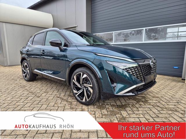 Nissan Qashqai - 1.3 DIG-T MHEV 158 PS X-Tronic Tekna Premium Paket 20"LM Teil-Leder PanoGlasdach Klimaautomatik Sitzheizung Lenkradheizung Navi Head-Up Display elektr. Heckklappe ACC PDC v+h 360&deg;Kamera DAB Bluetooth Touchscreen Apple CarPlay Android Auto