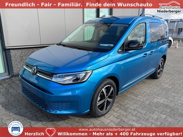 Volkswagen Caddy - Style 1.5 TSI 115PS DSG/AUTOMATIK, BLAU-MET, 17" Alu/Ganzjahresreifen, Winterpaket, ACC-Tempomat, Toter-Winkel, ParkAssist, Parksensoren vo/hi, Rückfahrkamera, Radio Ready2Discover 10" + Wireless AppConnect, Climatronic, Abgedunkelte Scheiben, M-Lederlenkrad