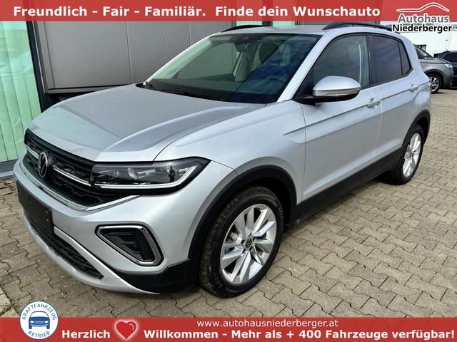 Volkswagen T-Cross - LIFE 1.0 TSI 115PS DSG/AUTOMATIK, Silber-Metallic, Parksensoren v/h, Rückfahrkamera, Privacy-Glas, Sitzheizung, Climatronic, IQ LIGHT MATRIX-LED, Radio Ready2Discover+Wireless App-Connect, 17" Alu, KEYLESS, M-Lederlenkrad, Dachreling