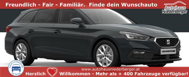 Seat Leon Sportstourer - Style 1.5 TSI 115PS, Fjord-Blau, 5 Jahre Garantie, 16" ALU, MATRIX-LED, Privacy-Glas, Winter-Paket, 3-Zonen-Climatronic, ParkAssist, Parksensoren v/h, R&uuml;ckfahrkamera, Radio 10,4" + Full-Link, Tempomat, M-Lederlenkrad, variabler Ladeboden