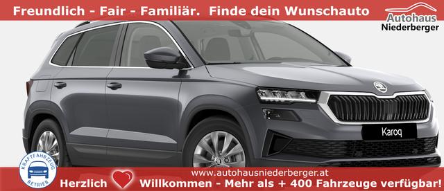 Skoda Karoq - Selection 1.5 TSI 150PS DSG/AUTOMATIK, 5J GARANTIE, GRAU-METALLIC, AHK SCHWENKBAR, LADEBODEN VAR, NAVI, ACC, PDC V/H + KAMERA, ELEKTR. HECKKLAPPE, KESSY, CHROM-PAKET, Virtual Cockpit, Telefonbox, 16" ALU, Climatronic, Sitzheizung, Lederlenkrad beheizt, Privacy-Glas