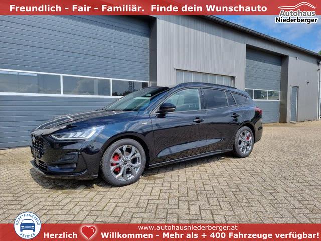 Ford Focus Turnier - 1.0 125PS ST-Line X Voll-Leder elektr. Heckklappe Winterpaket Rückf.Kamera ACC Klimaautomatik Sitzheizung Lenkradheizung Frontscheibe beheizb. Ford-Navi SYNC 4 B+O Sound DAB+ Bluetooth Apple Carplay Android Auto PDC v+h 2xKeyless 17-LM