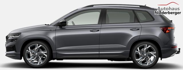 Skoda Karoq Sportline 1.5 TSI 150PS DSG, GRAPHIT-MET, 5JGARANTIE, AHK SCHWENKBAR, 19" ALU SAGITARIUS, BEHEIZTE FRONTSCHEIBE, SITZHEIZUNG, MATRIX-LED, Elektr. Heckklappe, Virtual Cockpit 10", Climatronic, NAVI, ACC, Parksensoren v/h, R&uuml;ckfahrkamera, Dachreling, PRIVACY-GLAS 