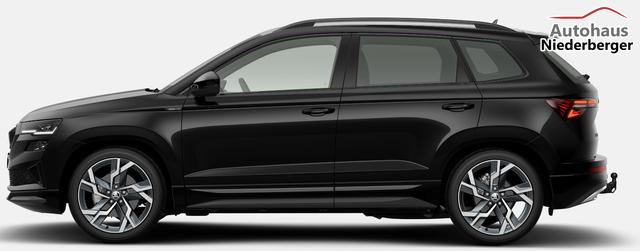 Skoda Karoq Sportline 1.5 TSI 150PS DSG, SCHWARZ-MET, 5JGARANTIE, AHK SCHWENKBAR, 19" ALU SAGITARIUS, BEHEIZTE FRONTSCHEIBE, SITZHEIZUNG, MATRIX-LED, Elektr. Heckklappe, Virtual Cockpit 10", Climatronic, NAVI, ACC, Parksensoren v/h, R&uuml;ckfahrkamera, Dachreling, PRIVACY-GLAS 