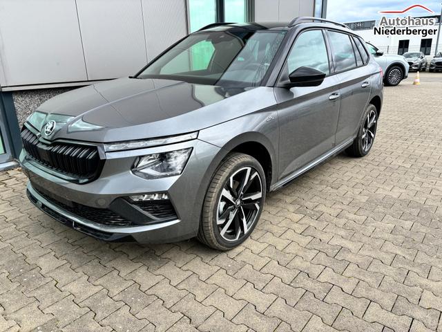 Skoda Kamiq Monte Carlo 1.0 TSI 115PS DSG, GRAU-MET/Dach schwarz, 18" ALU, AHK-VORBEREITUNG, Panoramadach, Matrix-LED, Parksensoren v/h, Kamera, Tempomat, Virtual Cockpit (8"!!), Kessy, Winter-Paket, Climatronic, Radio 8", SmartLink, NSW, Sport-M-Lederlenkrad beheizt, Dachreling 