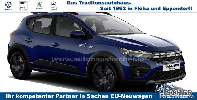 Dacia Sandero Stepway - Expression 1.0 ECO-G100 LPG-GASANLAGE/BENZIN, Iron-Blau Metallic, MEDIA Display 8" + Smartphone-Applikation, Klimaanlage, Parksensoren hinten, Tempomat, Dachreling, Lederlenkrad, 4x elektr. Fensterheber, Armlehne, Spiegel einstell-/beheizbar