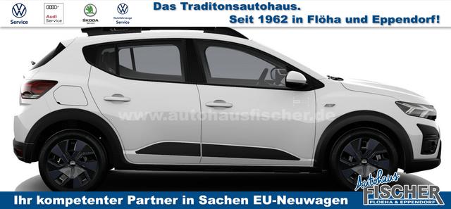 Dacia Sandero Stepway Expression 1.0 ECO-G100 LPG-GASANLAGE/BENZIN, Weiß, MEDIA NAVIGATION 8", Parksensoren vorn & hinten, Rückfahrkamera, Toter-Winkel-Warner, Klimaanlage, Tempomat, Dachreling, Lederlenkrad, 4x elektr. Fensterheber, Armlehne, Spiegel einstell-/beheizbar 