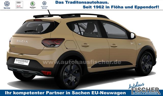 Dacia Sandero Stepway Expression 1.0 ECO-G100 LPG-GASANLAGE/BENZIN, Safari-Beige Metallic, MEDIA Display 8", Klimaanlage, Parksensoren vorne/hinten, Rückfahrkamera, Toter-Winkel-Warner, Tempomat, Dachreling, Lederlenkrad, 4x elektr. FH, Armlehne, Spiegel einstell-/beheizbar 