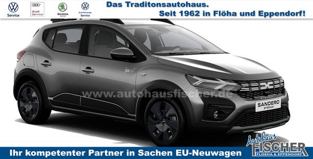 Dacia Sandero Stepway - Expression 1.0 ECO-G100 LPG-GASANLAGE/BENZIN, GRAU-MET, MEDIA NAVIGATION 8", Parksensoren vorn & hinten, Rückfahrkamera, Toter-Winkel-Warner, Klimaanlage, Tempomat, Dachreling, Lederlenkrad, 4x elektr. Fensterheber, Armlehne, Spiegel einstell-/beheizbar
