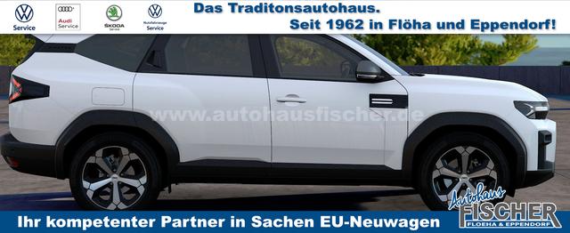 Dacia Bigster Extreme 1.8 Hybrid 155 Full-Hybrid (2), PANORAMA-SCHIEBEDACH, 18" Alufelgen, Keycard Handsfree, MEDIA NAV 10", 2-Zonen-Klimaautomatik, Parksensoren hinten, Rückfahrkamera, ACC/Tempomat, Lederlenkrad, Dachreling 