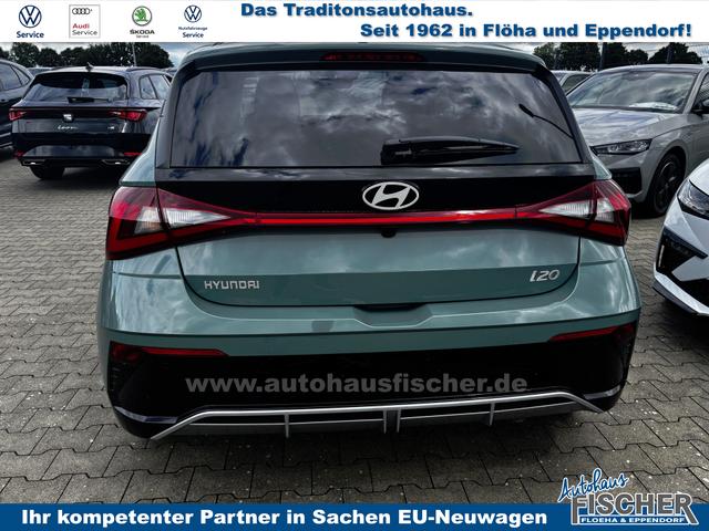 Hyundai i20 Family 1.2i 79PS, MANGROVE-PEARL, FULL-LED-SCHEINWERFER, WINTER-PAKET, KLIMAAUTOMATIK, 16" ALUFELGEN, 5 Jahre Garantie, NAVIGATION 10,25", Parksensoren hinten, Rückfahrkamera, Alarm, Lederlenkrad, Tempomat, Armlehne vorne, Reserverad, 4x elektr. Fensterheber 