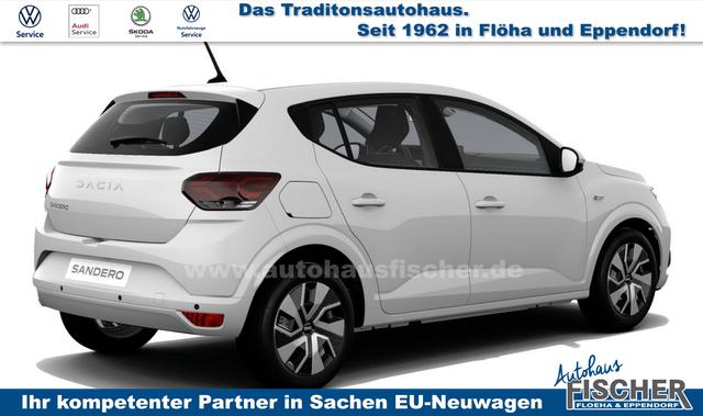 Dacia Sandero Expression 1.0 ECO-G 100 BENZIN/LPG-GASANLAGE, Weiß, Klimaanlage, Parksensoren hinten, Nebelscheinwerfer, Tempomat, Radio 8" + Smartphone-Integration, Lederlenkrad, Armlehne, Außenspiegel elektr. einstell-/beheizbar, Zentralverriegelung mit Fernbedienung 