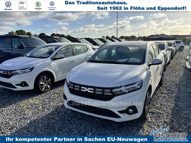 Dacia Sandero Expression 1.0 ECO-G 100 BENZIN/LPG-GASANLAGE, Weiß, Klimaanlage, NAVIGATIONSSYSTEM 8", Parksensoren VORNE + HINTEN, RÜCKFAHRKAMERA, TOTER-WINKEL-WARNER, Nebelscheinwerfer, Tempomat, Lederlenkrad, Armlehne, Spiegel elektr. einstell-/beheizbar, ZV mit Fernbedienung 