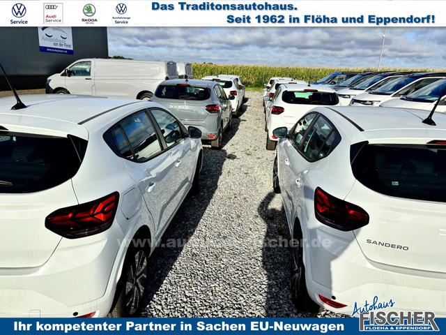 Dacia Sandero Expression 1.0 ECO-G 100 BENZIN/LPG-GASANLAGE, Weiß, Klimaanlage, NAVIGATIONSSYSTEM 8", Parksensoren VORNE + HINTEN, RÜCKFAHRKAMERA, TOTER-WINKEL-WARNER, Nebelscheinwerfer, Tempomat, Lederlenkrad, Armlehne, Spiegel elektr. einstell-/beheizbar, ZV mit Fernbedienung 
