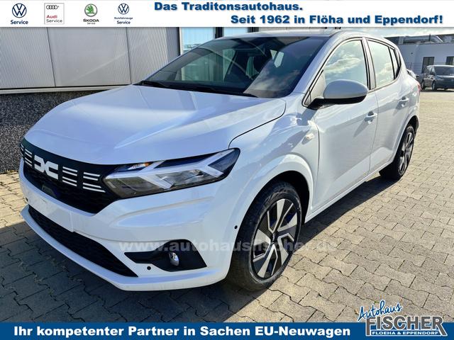 Dacia Sandero - Expression 1.0 ECO-G 100 BENZIN/LPG-GASANLAGE, Weiß, Klimaanlage, Parksensoren hinten, Nebelscheinwerfer, Tempomat, Radio 8" + Smartphone-Integration, Lederlenkrad, Armlehne, Außenspiegel elektr. einstell-/beheizbar, Zentralverriegelung mit Fernbedienung
