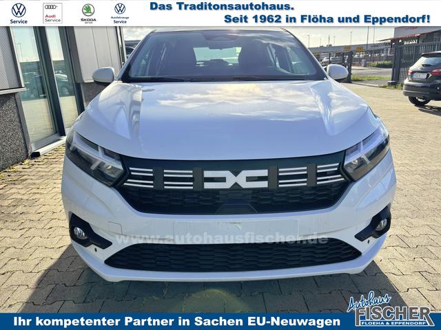 Dacia Sandero Expression 1.0 ECO-G 100 BENZIN/LPG-GASANLAGE, Weiß, Klimaanlage, NAVIGATIONSSYSTEM 8", Parksensoren VORNE + HINTEN, RÜCKFAHRKAMERA, TOTER-WINKEL-WARNER, Nebelscheinwerfer, Tempomat, Lederlenkrad, Armlehne, Spiegel elektr. einstell-/beheizbar, ZV mit Fernbedienung 