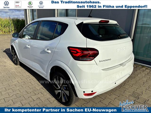 Dacia Sandero Expression 1.0 ECO-G 100 BENZIN/LPG-GASANLAGE, Weiß, Klimaanlage, NAVIGATIONSSYSTEM 8", Parksensoren VORNE + HINTEN, RÜCKFAHRKAMERA, TOTER-WINKEL-WARNER, Nebelscheinwerfer, Tempomat, Lederlenkrad, Armlehne, Spiegel elektr. einstell-/beheizbar, ZV mit Fernbedienung 
