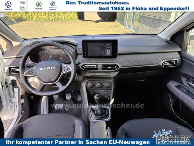 Dacia Sandero Expression 1.0 ECO-G 100 BENZIN/LPG-GASANLAGE, Weiß, Klimaanlage, NAVIGATIONSSYSTEM 8", Parksensoren VORNE + HINTEN, RÜCKFAHRKAMERA, TOTER-WINKEL-WARNER, Nebelscheinwerfer, Tempomat, Lederlenkrad, Armlehne, Spiegel elektr. einstell-/beheizbar, ZV mit Fernbedienung 