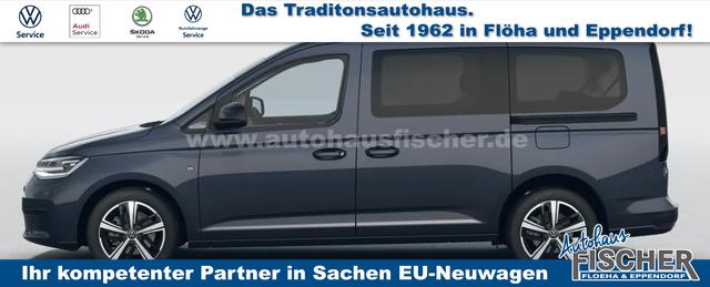 Volkswagen Caddy Style MAXI 7-SITZER 1.5 TSI 115PS DSG/AUTOMATIK, BLAU-MET., 17" Alu/Ganzjahresreifen, Winterpaket, ACC-Tempomat, Toter-Winkel, ParkAssist, Parksensoren vo/hi, Rückfahrkamera, Radio Ready2Discover 10" + Wireless AppConnect, Climatronic, Abgedunkelte Scheiben 
