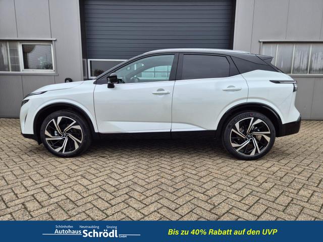 Nissan Qashqai 1.3 DIG-T MHEV 158 PS X-Tronic Tekna Premium Paket 20"LM Teil-Leder PanoGlasdach Klimaautomatik Sitzheizung Lenkradheizung Navi Head-Up Display elektr. Heckklappe ACC PDC v+h 360&deg;Kamera DAB Bluetooth Touchscreen Apple CarPlay Android Auto 