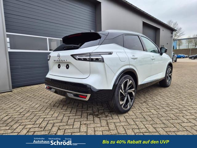 Nissan Qashqai 1.3 DIG-T MHEV 158 PS X-Tronic Tekna Premium Paket 20"LM Teil-Leder PanoGlasdach Klimaautomatik Sitzheizung Lenkradheizung Navi Head-Up Display elektr. Heckklappe ACC PDC v+h 360&deg;Kamera DAB Bluetooth Touchscreen Apple CarPlay Android Auto 