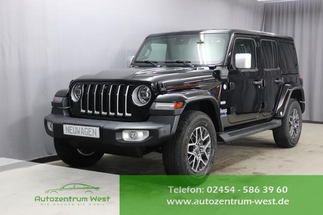 Jeep Wrangler - Unlimited Sahara 2,0 280KW UVP 84.050,00 € Plug-In Hybrid, Overland Paket, Dachhimmel mit zusätzlicher Geräuschdämmung, Alarmanlage, Sicherheitspaket Geschwindigkeitsregelanlage adaptiv, Totwinkel Assistent hinterer Querbewegungserkennug, Offroadkamera, LED Schw