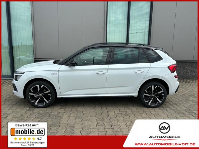 Skoda Kamiq - Monte Carlo 1.0 TSI 115PS DSG/AUTOMATIK, MOON-WHITE MET./DACH SCHWARZ, Panoramadach, 17"Alu, Matrix-LED, Parksensoren v/h, Kamera, Tempomat, Virtual Cockpit, Kessy, Winter-Paket, Climatronic, Radio 8", SmartLink, NSW, Dachreling, Sport-M-Lederlenkrad beheizt