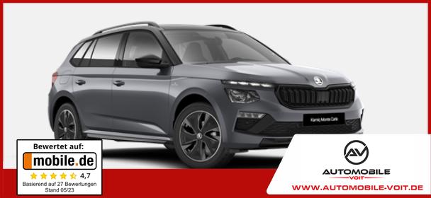 Skoda Kamiq - Monte Carlo 1.0 TSI 115PS DSG/AUTOMATIK, GRAU-METALLIC/DACH SCHWARZ, Panoramadach, 17"Alu, Matrix-LED, Parksensoren v/h, Kamera, Tempomat, Virtual Cockpit, Kessy, Winter-Paket, Climatronic, Radio 8", SmartLink, NSW, Dachreling, Sport-M-Lederlenkrad beheizt