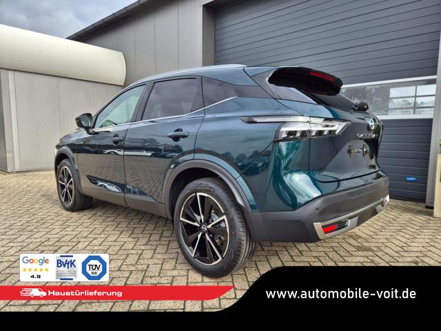 Nissan Qashqai 1.3 DIG-T MHEV 158 PS X-Tronic Tekna Voll-Leder Klimaautomatik PanoGlasdach Sitzheizung Lenkradheizung Navi Head-Up Display elektr. Heckklappe ACC PDC v+h 360&deg;Kamera DAB Bluetooth Touchscreen Apple CarPlay Android Auto 19"LM 