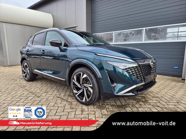 Nissan Qashqai - 1.3 DIG-T MHEV 158 PS X-Tronic Tekna Premium Paket 20"LM Teil-Leder PanoGlasdach Klimaautomatik Sitzheizung Lenkradheizung Navi Head-Up Display elektr. Heckklappe ACC PDC v+h 360&deg;Kamera DAB Bluetooth Touchscreen Apple CarPlay Android Auto